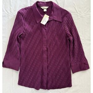CHRISTOPHER & BANKS WOMENS LONG SLEEVE PLUM COLORED DRESS SHIRT SIZE Small NEW